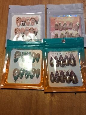 Assorted Press-On Nail Sets - Pink, Nude, Green, Mauve Size Large